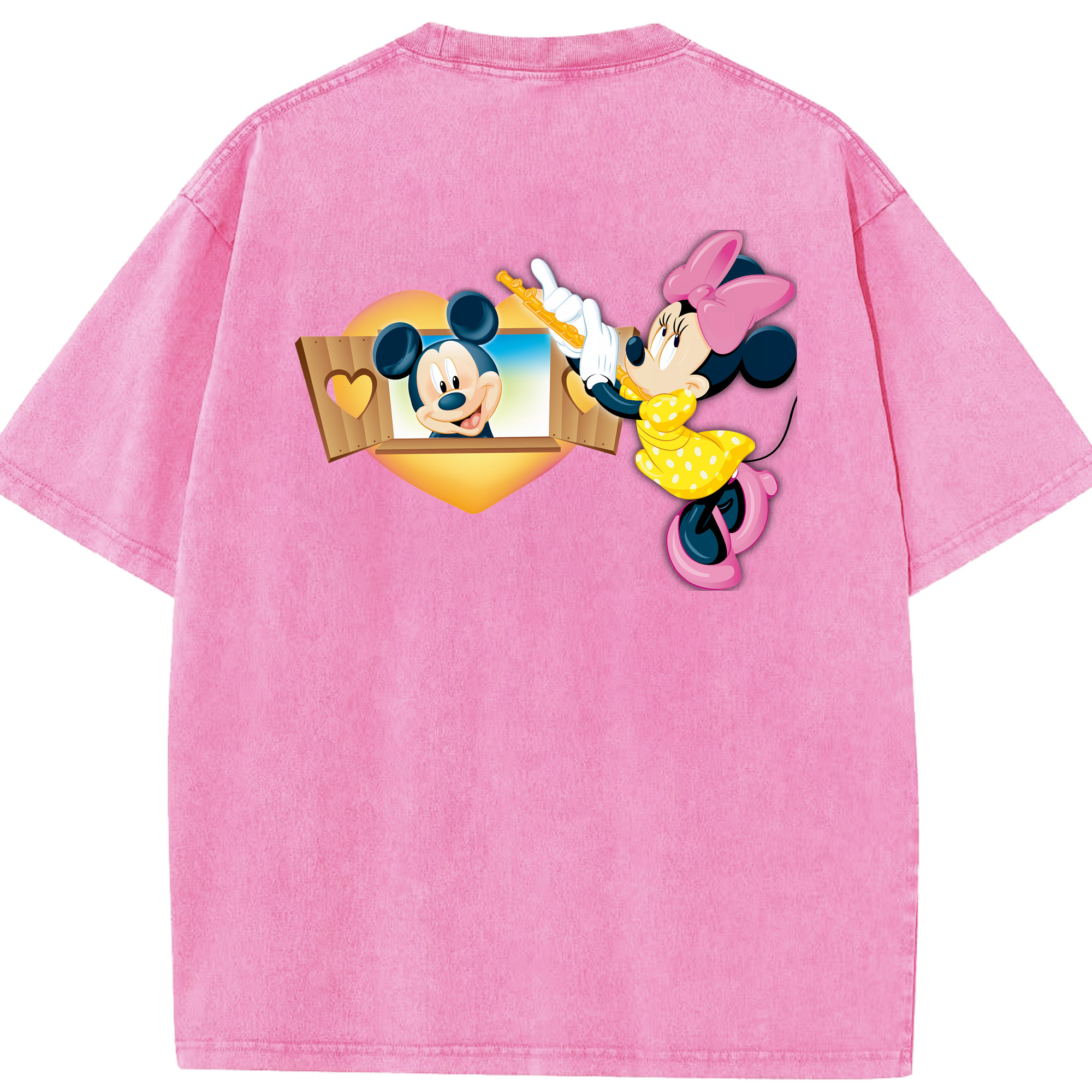 （画像用） ミッキーマウス Mickey Mouse 綿100% ヴィンテージ風 半袖Tシャツ（背面プリント）